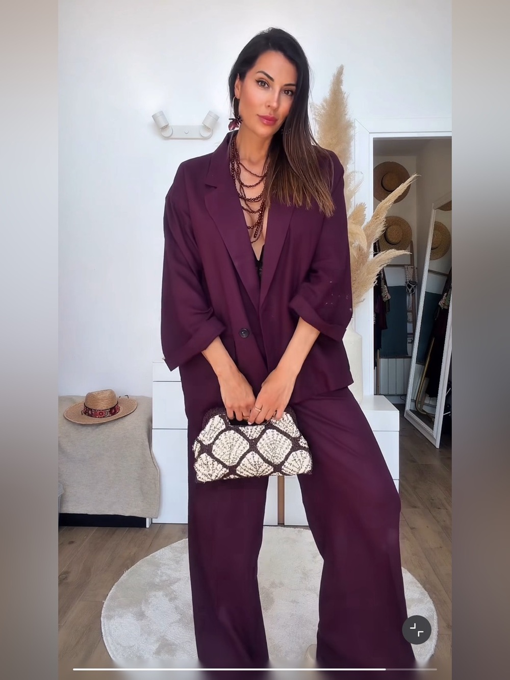 ZARA 2 PIECES MATCHING SET LINEN BLEND DOUBLE BREASTED BLAZER AND LINEN PANTS